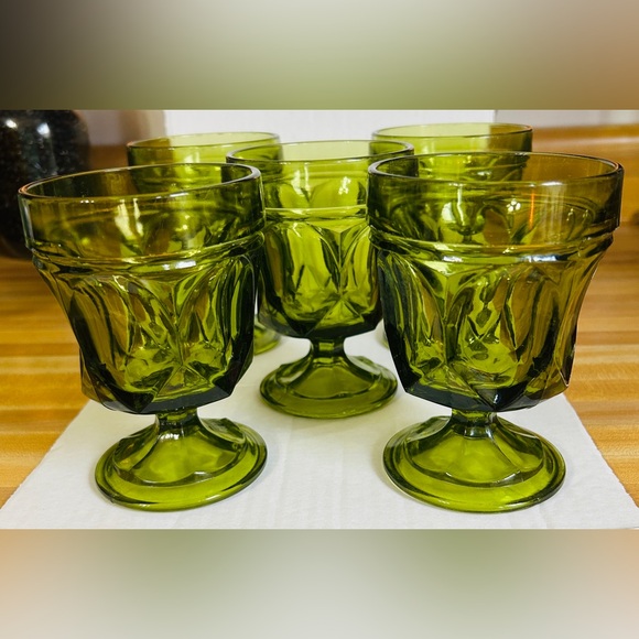 Anchor Hocking Other - Vintage Anchor Hocking avocado green 8oz goblets. Set of 5. Great condition.